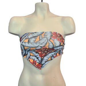 Top Shop Floral Print Bandeau Hankerchief Top‎